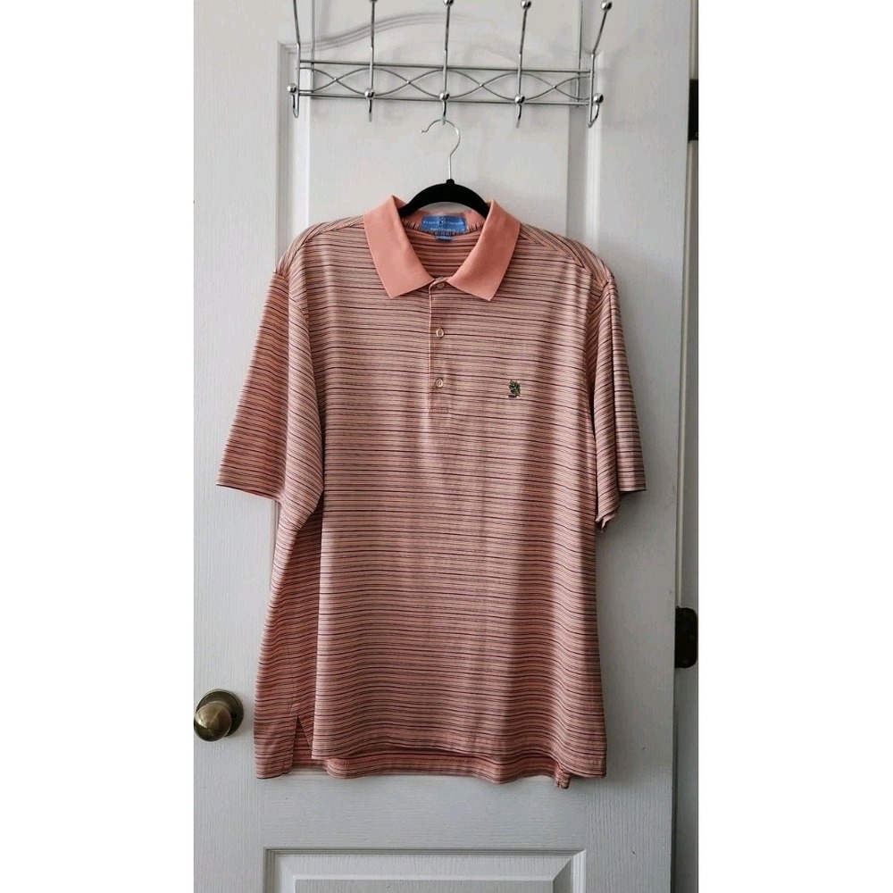 FAIRWAY & GREENE Pureformance Striped Polo Shirt Mens (Country Club Logo) Sz L